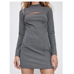 Zara Houndstooth Cutout Dress